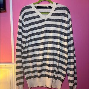 Sean John Black and White V-Neck Sweater
